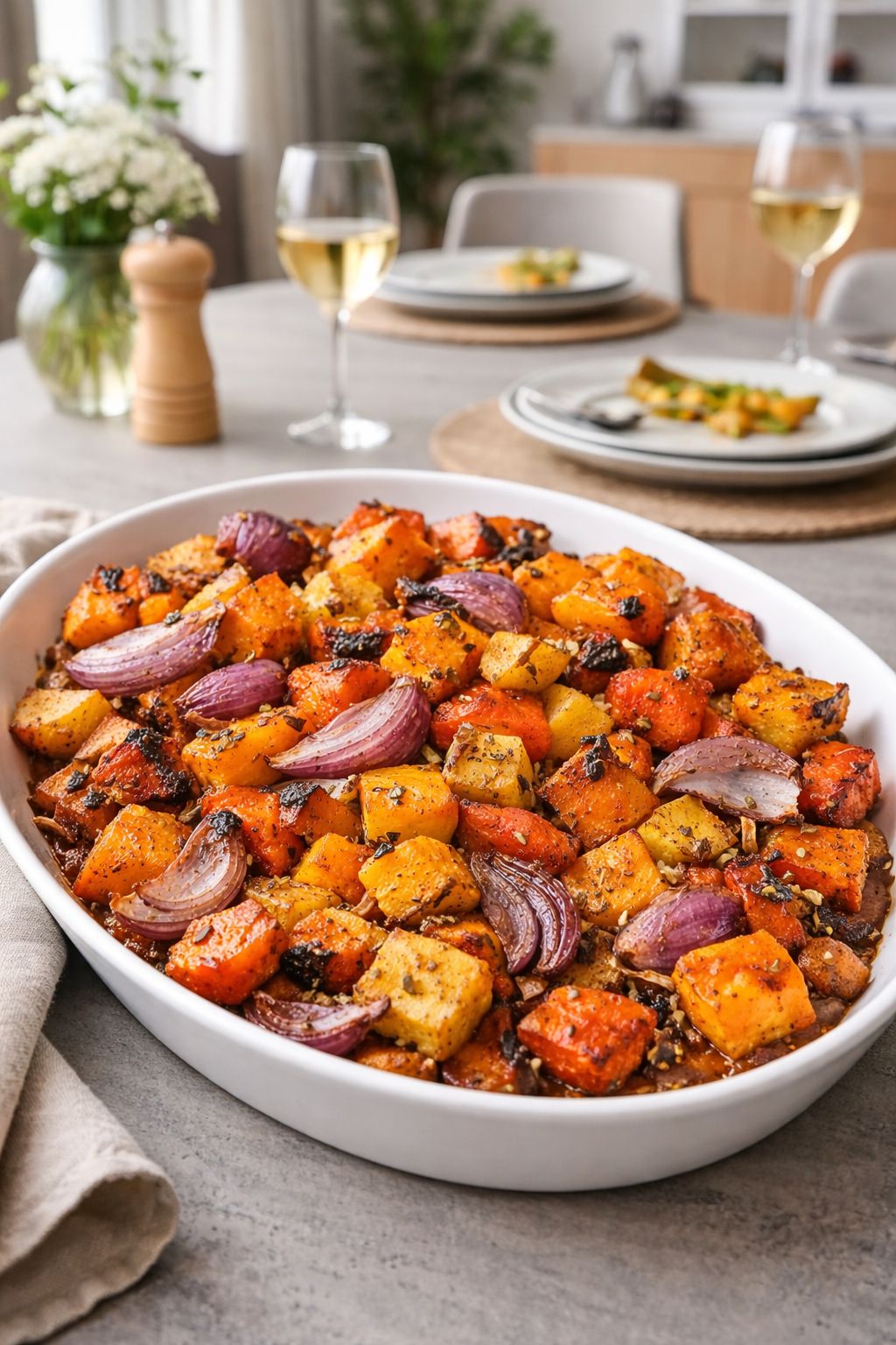 Deux courges rôties au four